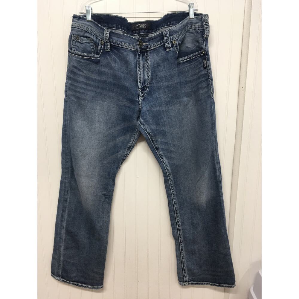 Silver Jeans Co Zac Men’s 42x34 Relaxed Straight Blue Denim Jeans
